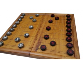 Bàn cờ tướng gỗ gõ đỏ quân sừng trâu đen trắng