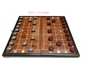 Bàn cờ tướng gỗ hương, quân sừng trâu Đục triện 1 mặt