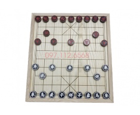 Bàn cờ tướng gỗ thông quân cờ tướng sừng trâu 3,7cm